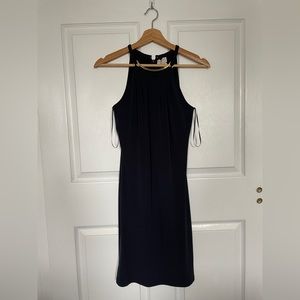 Michael kors Sleeveless Cocktail Gold Metal Collar navy Blue Black dress Size XS